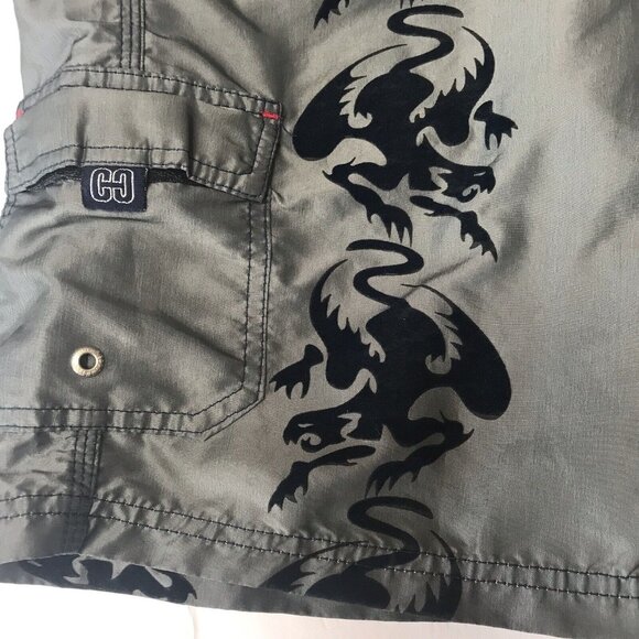 Vintage 90s Y2K CC Counter Culture Boardshorts Mens 34 Dragon Rave Skater Surfer - Picture 6 of 15